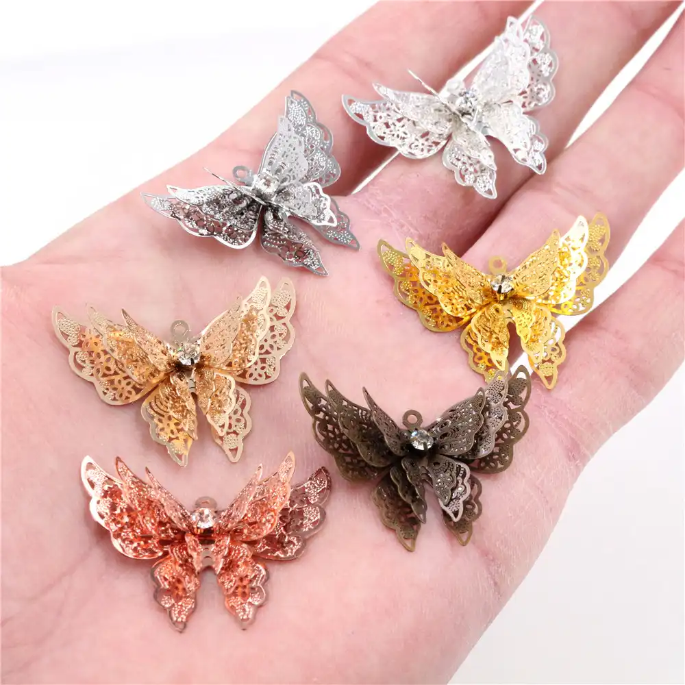 10Pcs Charms Butterfly Rhinestone Connector Fit DIY Necklace Bracelet Jewelry