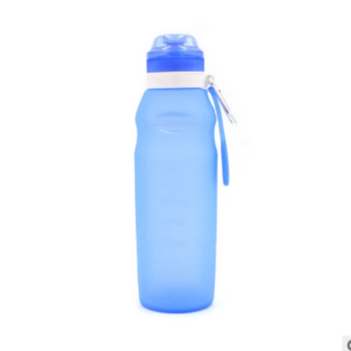 Blue Силиконовая складная бутылка для воды спортивные принадлежности для поездок, портативный складной большой емкости творческие товары спортивная бутылка 600 мл - Цвет: Blue