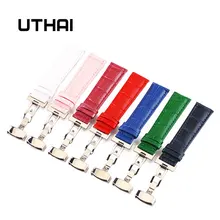 UTHAI B08 Ремешки для наручных часов из натуральной кожи 12-24 мм Универсальные часы с бабочкой и пряжкой стальной ремешок с пряжкой браслет+ инструмент