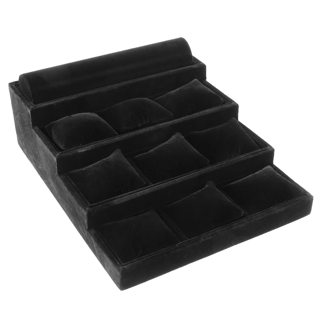 

Velvet Drawer Jewlery Organizer Tray Watch Bracelet Display Showcase with Pillow