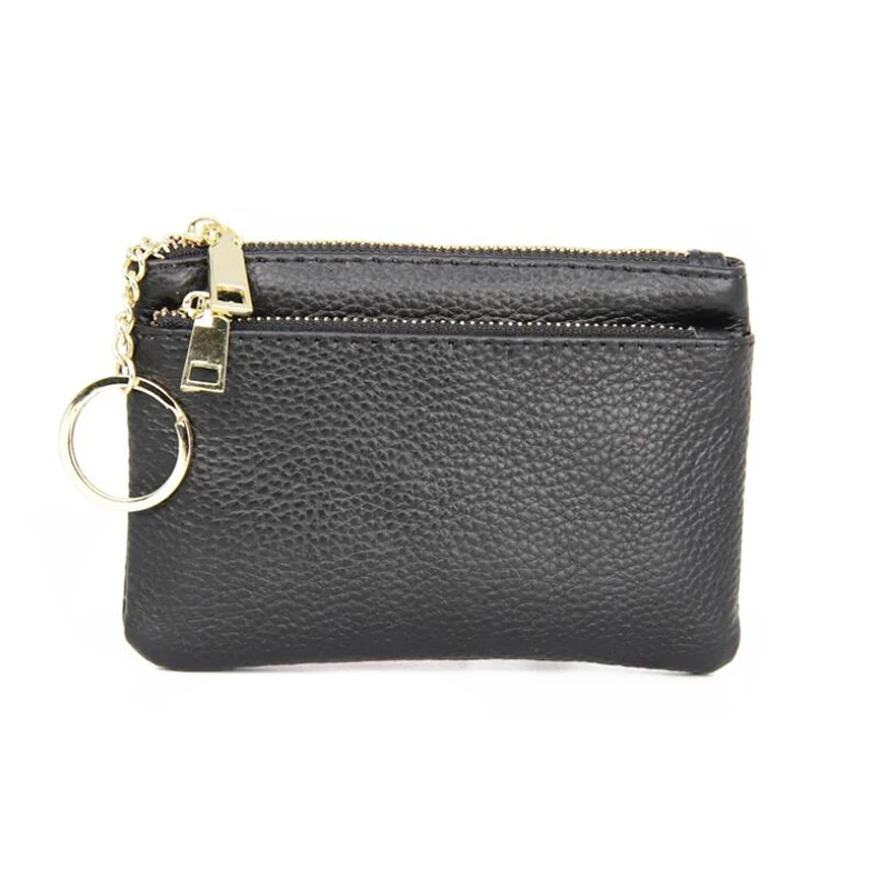 New Brand Men Soft Genuine Leather Card Holder Women Coin Purse Key Holder Zip Wallet Pouch Bag Purse