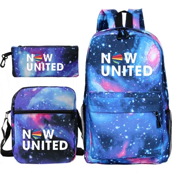 

3PCS/set Mochila Now United Backpack Women NU Team Hip Hop Lecak Pencil Case Shoulder Bookbag Zipper Bag Pack Laptop Schoolbags