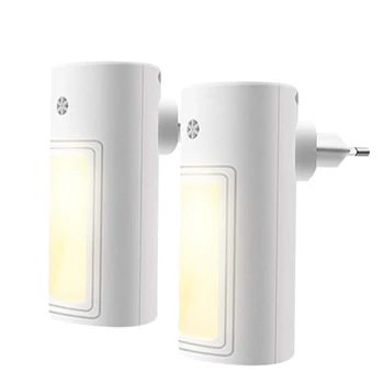 

2Pcs LED Night Light Simple Corridor Light Control Night Light Energy-Saving Plug-in Nursing Bedside Lamp EU PLUG