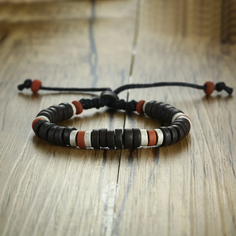 Ancient African Tribal Style Natural Stone Beaded Bracelet For Men Women  Ethnographic Unisex Jewelry Adjustable Size - Bracelets - AliExpress