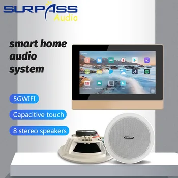 

7inch WIFI Amplifier Android 8.1 System 8CH Speaker Output 8x20Watts RMS Amplifier Subwoofer Smart Home Audio System Music Host