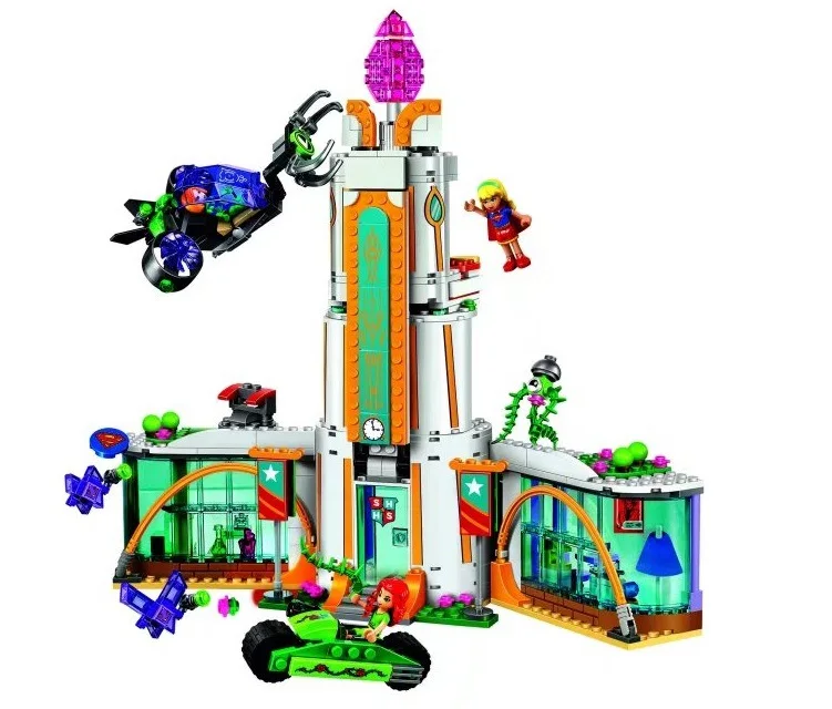 Skup 719 sztuk DC dziewczyny kompatybilny z Legoinglys Super bohaterowie wysokiej szkoła 10618 Model Building Blocks montażu zabawki cegły dla dzieci