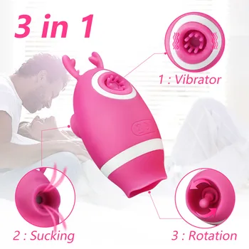 Sucking & Licking Tongue Vibrator Sex Toy for Women Clit Nipple Sucker Clitoris Stimulator Oral Sucking Vibrator Masturbator 3