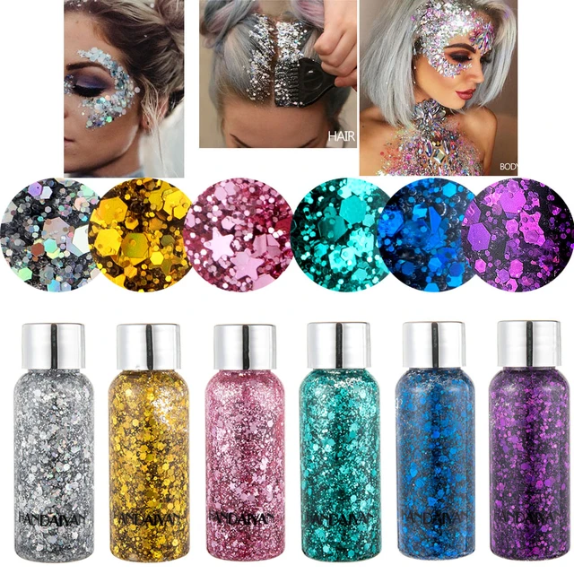 Nuevo Brillo De Ojos Para Uñas, Pelo De Cuerpo, Cara, Gel, Arte, Flash,  Corazón, Lentejuelas Sueltas, Crema, Decoración De Brillo Para Festival -  Purpurina - AliExpress