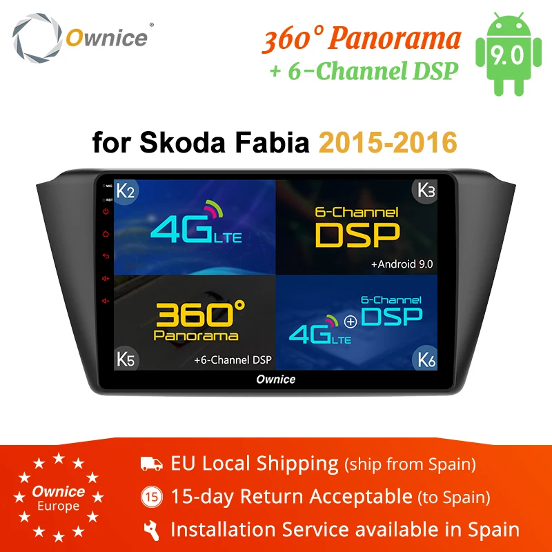 Ownice K1 K2 K3 K5 K6 Восьмиядерный Android 9 0 360 Pano ram a Car Radio GPS Navi плеер для Skoda Fabia 2015 2016 2 Гб RAM 32