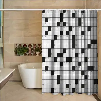 

Word Search Puzzle Precision Custom Shower Curtain Classical Crossword Puzzle with Black and White Boxes and Numbers Modern