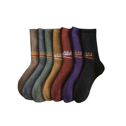 Fashion Vintage Solid Color with Words Beautiful Thick Warm Cashmere Slouch Wool Crew Socks