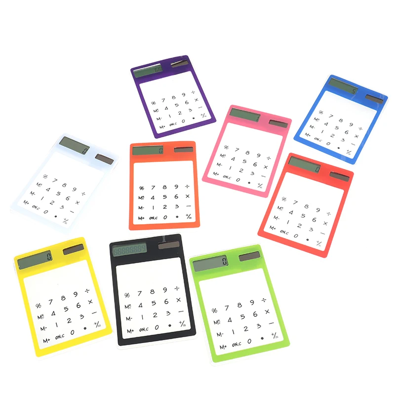 8 Digit Touch Screen Ultra slim Transparent Solar Stationery Clear Scientific Calculator use for Student School Office