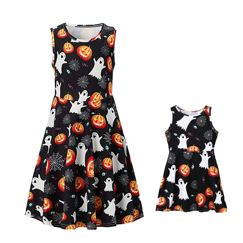 2-12T Halloween Family Matching Outfits Mother daughter dresses mommy and me clothes Women Girl Party Club Cute Dress Elegant
