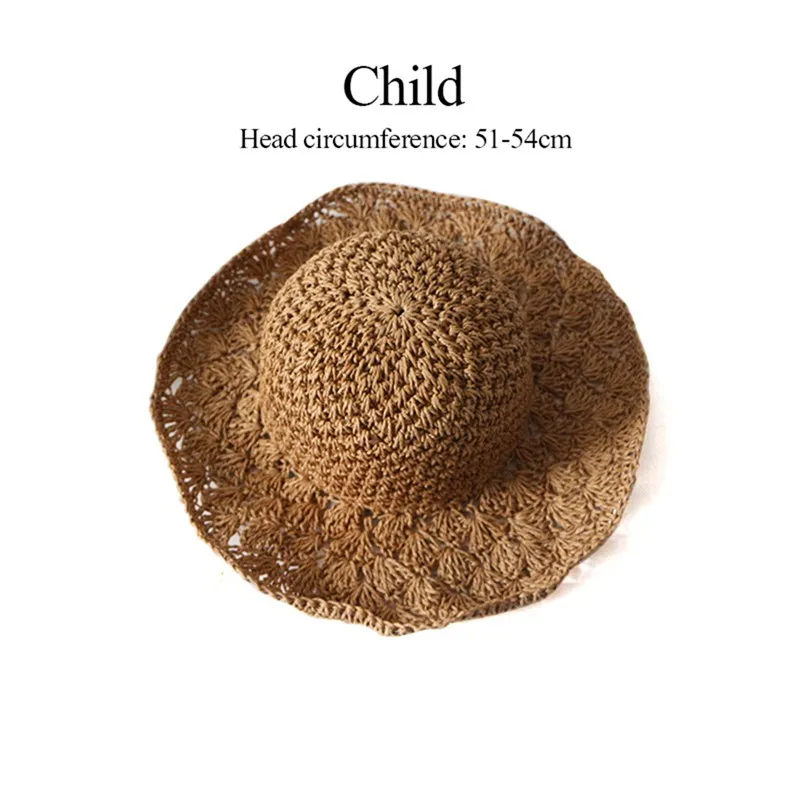 child Panama hand hook pineapple visor beach hat hand folding straw hat outdoor sun hat