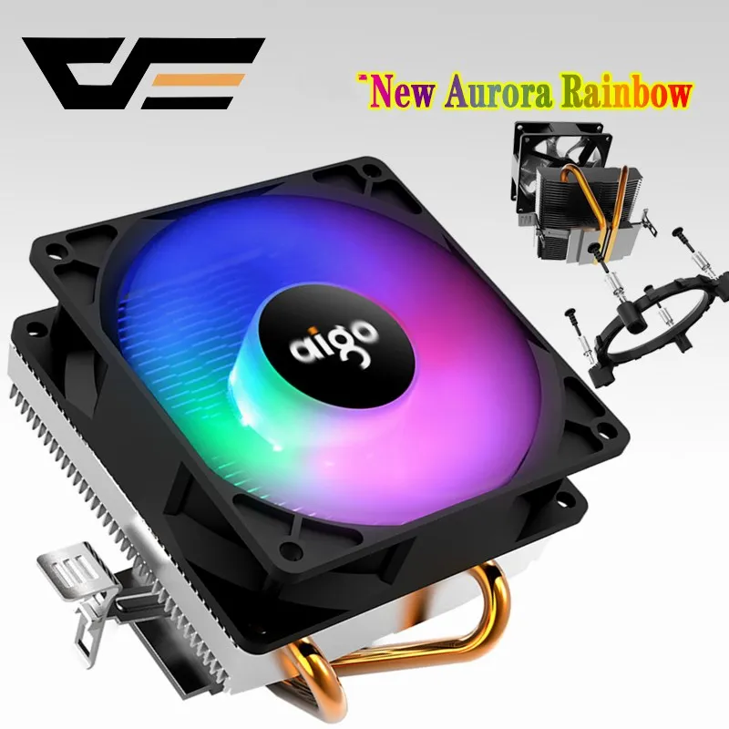 Светодиодный кулер для процессора Aigo бесшумный PWM LGA/1156/1366/775/AM4 3Pin ПК радиатор