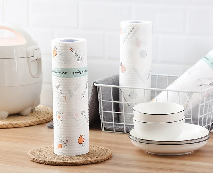 

Food Oil Absorbing Paper Pads Kitchen Roll Washable Non-Oily Disposable Cleaning Cloth Wet Dry Kitchen Towel Non Woven Napkins