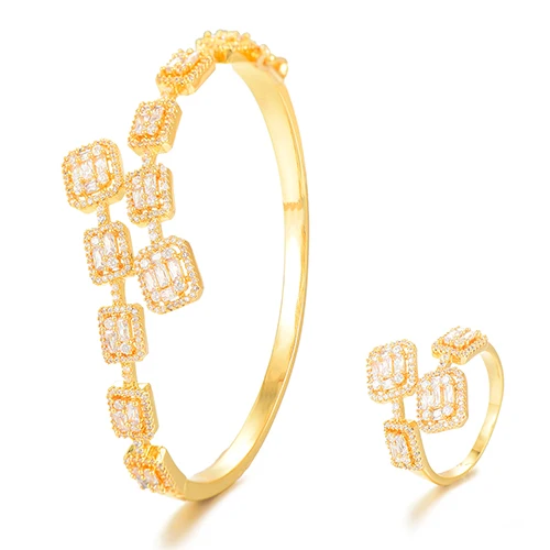 Gold Missvikki, дизайн, Богемия, изящный, милый, 2 шт., Открытый браслет, кольцо, набор украшений для женщин, свадебные, повседневные, вечерние, ювелирный набор - Окраска металла: Gold