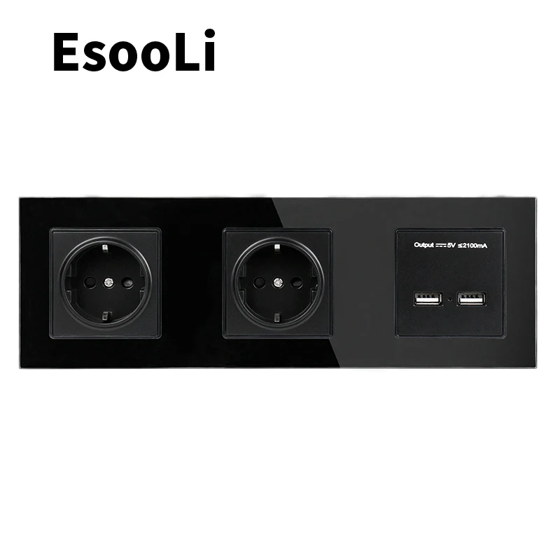 Электрическая розетка EsooLi 16 А 2 USB порта 5 В А|Электрические розетки| |