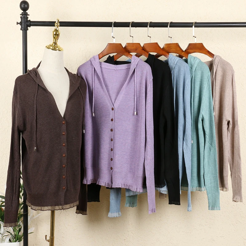 GOPLUS Winter Cardigan for Women 2020 Casual Solid Black Knitted V-neck with Hodded Sweaters Womans Clothing Jersey Mujer