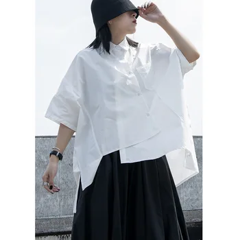 

Z-zoux Women Shirt Batwing Sleeve Asymmetry Cotton White Black Woman Blouses Shirts Irregular Loose Casual Women Tops Bloues