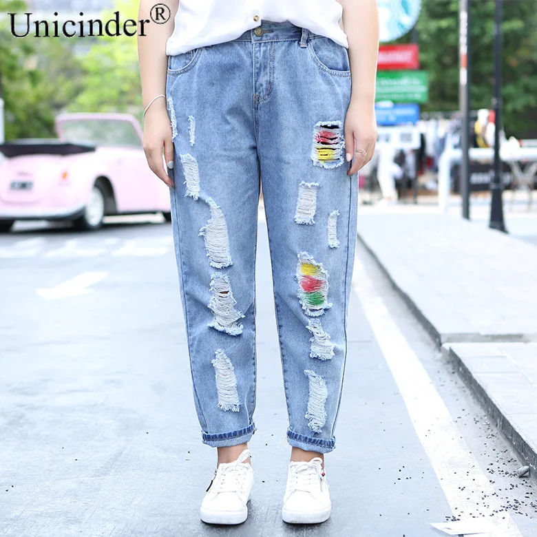 

Unicinder 2021 Jeans Plus Size Women's Loose Harem Pants Radish Pants Full Length Elastic Waist 5xl Plus Size for Women#15001