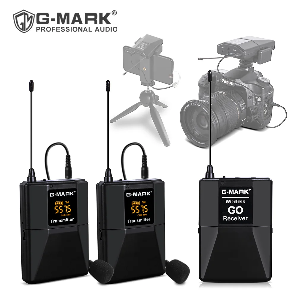G-MARK Wireless GO ASMR Microphone Lavalier Mic For Camera Phone DSLR Camcorder YouTube Facebook Live Vlog Recording