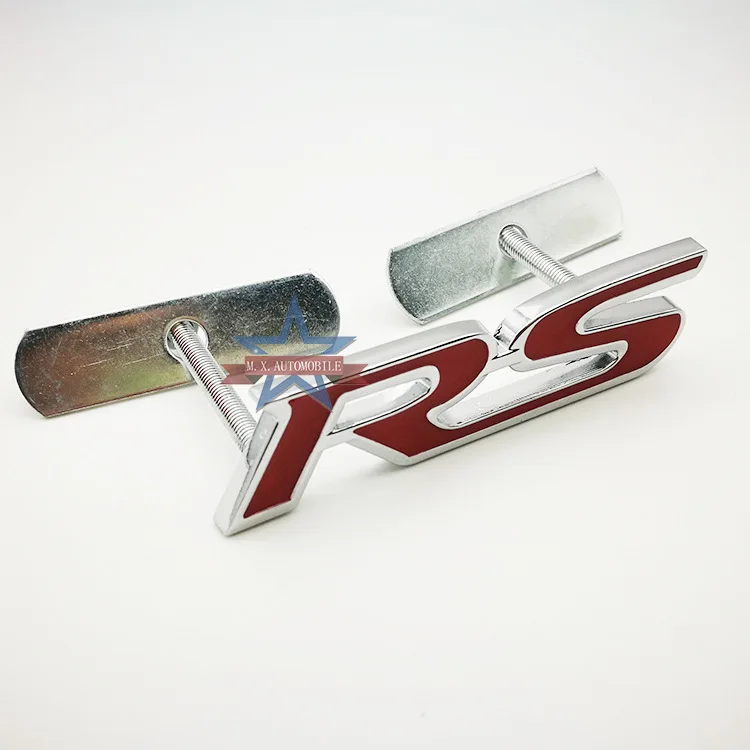 Решетка радиатора автомобиля RS красный модифицированный стандарт автомобильные логотипы металлические наклейки для автомобиля крутой Бампер Декоративные Стикеры для автомобилей маркировка