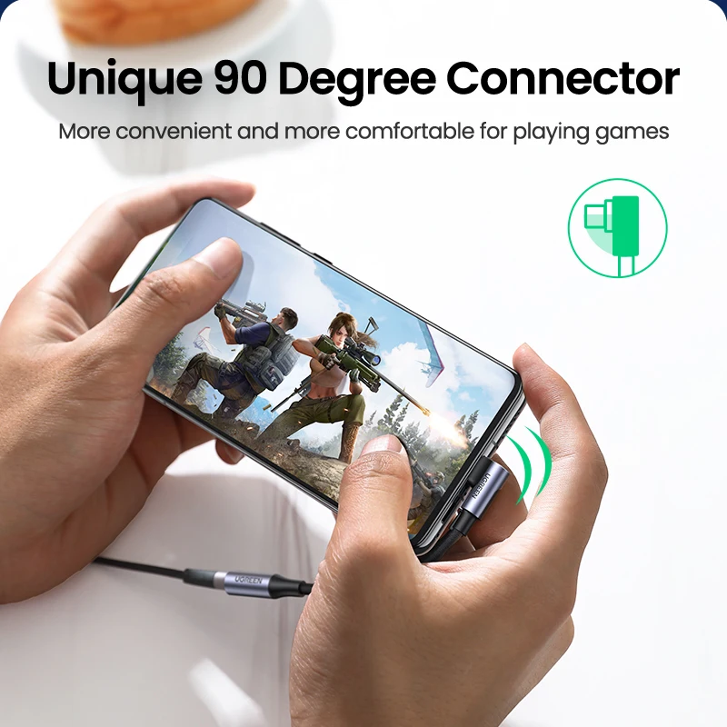 UGREEN 90 градусов игровой кабель Переходник USB C на 3 5 мм Кабель с соединителем для