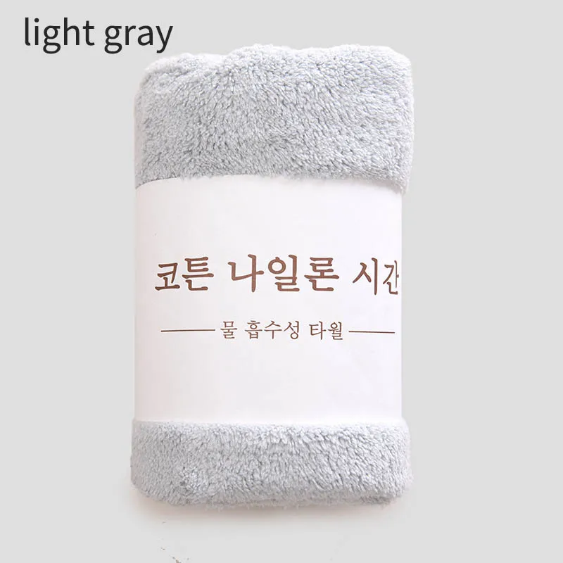 light gray Коралловый бархат мягкий сплошной цвет быстросохнущее полотенце для лица Аксессуары для ванной комнаты абсорбент 35*75 см утолщение - Цвет: light gray