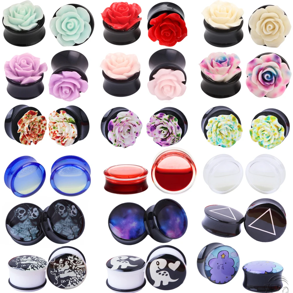 Flesh Tunnel Ear Flowers Flare Ear Gauge Flesh Tunnel Single Flare