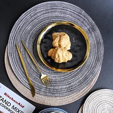 Круглый дизайн, стол из рами, изоляционный коврик, твердые салфетки, льняные Нескользящие, Настольный коврик для кухни, принадлежности, украшение для дома