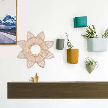 

Rattan Crafts Flower Mirror Frame Creative Photo Wall Hanging Frame Decoration Hand-woven Rattan Mirror Home Decorative Supplies