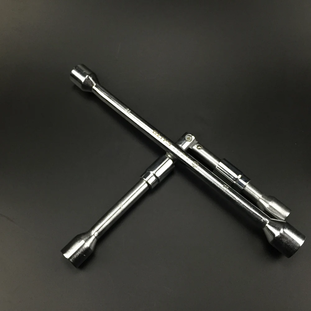 High Hardness Tool Chrome Vanadium Steel Tire Repair Easy Operate 4 Way Cross Lug Wrench Folding Heavy Duty Universal Extended
