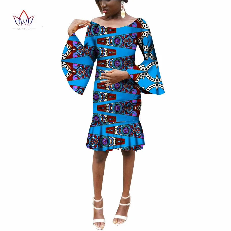Африканская Женская одежда мини Вечерние платья-русалки Африканский Базен Riche плюс размер женские модные платья одежда brw WY2092