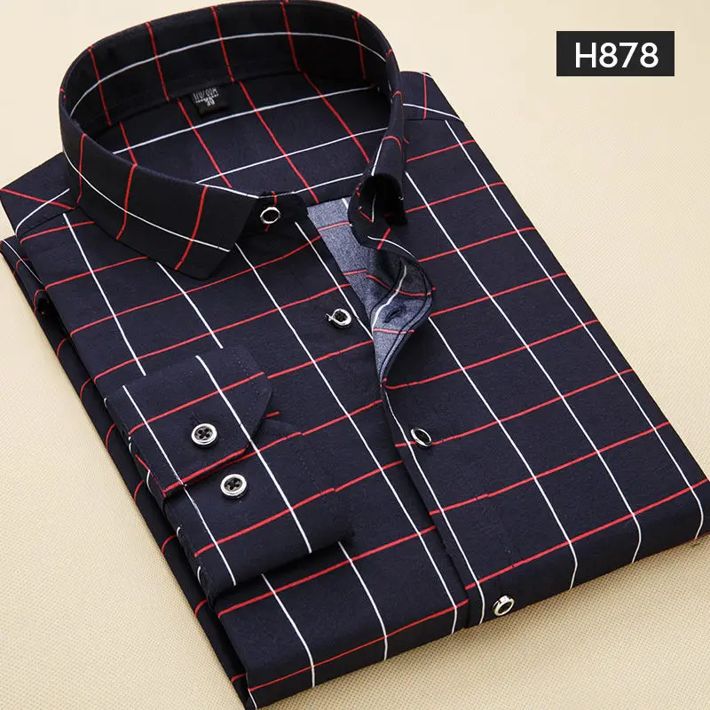 Мужская рубашка из полиэстера с длинным рукавом, не железная, Стандартная посадка, без морщин, официальная, деловая, офисная/рабочая одежда, легкая рубашка - Цвет: H878
