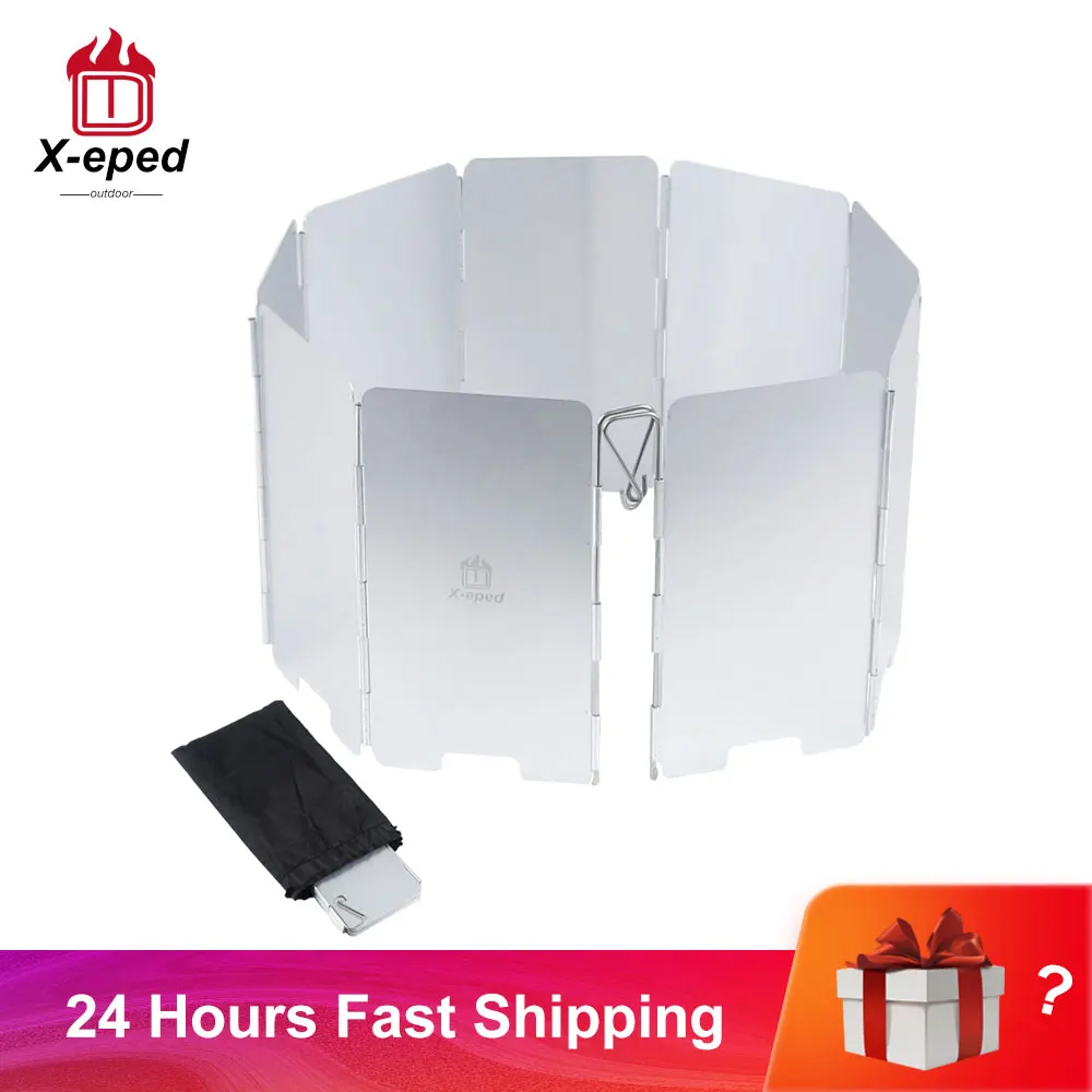 X eped 9 Plates Aluminum Oxide Foldable Outdoor Gas Stove Windshield