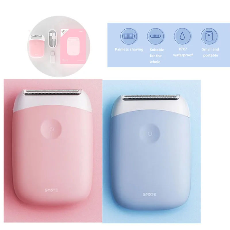 

SMATE 3in1 Mini Electric Hair Shaver Portable Waterproof USB Rechargeable Hair Removal Clipper Clean Comfortable
