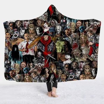 

Horror Movie Character Hooded Blanket for Adult Gothic Halloween Fleece Wearable Throw Blanket Wearable Blankets