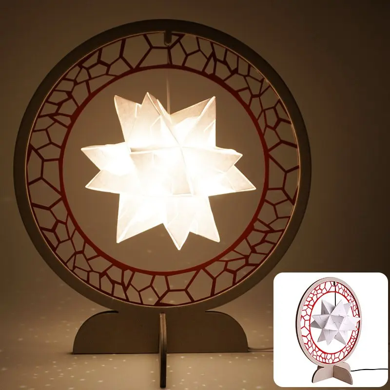 DIY Paper Carving Night Light Creative LED Papery Handmade Snowflake Shape Gifts Vintage Style Household Decorative Night Light - Испускаемый цвет: 2