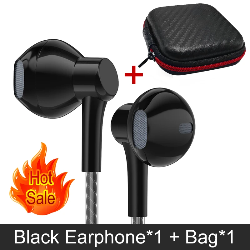PTM P7 наушники стерео бас наушник с микрофон наушники для телефона гарнитура Hi-Fi для ноутбук самсунг Xiaomi уха телефон - Цвет: Black with Bag