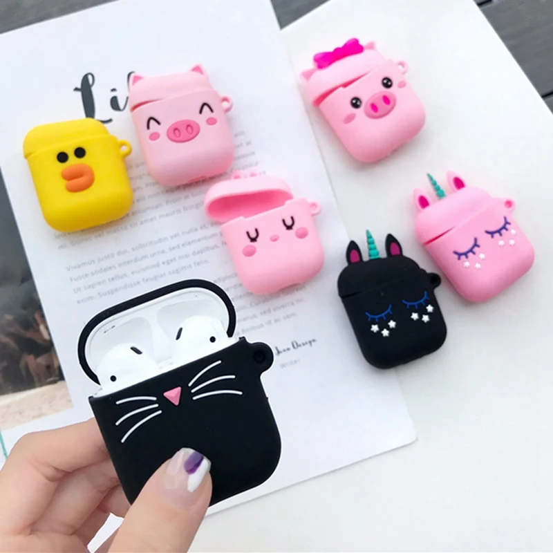 Чехол для наушников Apple AirPods 2 розовый чехол с милым мультяшным единорогом