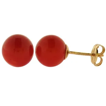 

Earrings made in yellow gold 18kt with corals. Closure presure.