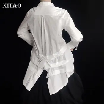 

XITAO Harajuku Irregular Folds Womens Tops and Blouses White Minority Shirt Original Trend Women Clothes Streetwear DMY3440