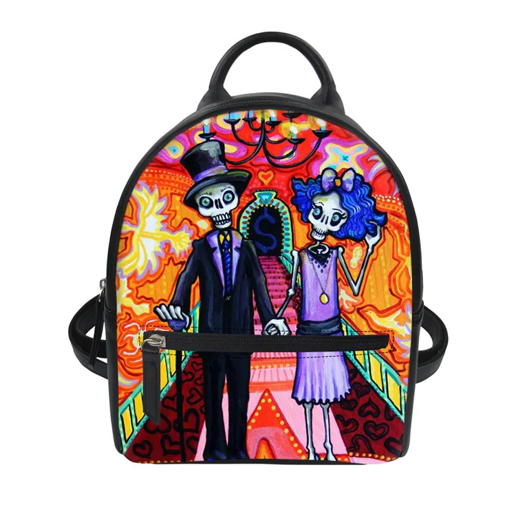 

ELVISWORDS Cool Abstract Skull Mini Fashion Backpack Mini Bag Purse Shoulder Bag Daypack Lightweight Backpack Fashion Bags