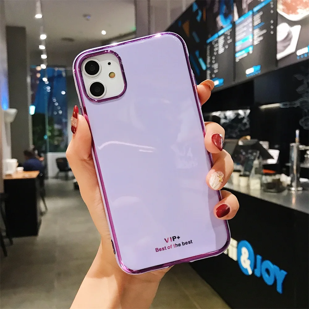 Роскошный 6D чехол с покрытием для iPhone 11 11 pro Max мягкий силиконовый защитный чехол для телефона для iPhone 6 6S 7 8 Plus X XR XS MAX чехол s - Цвет: Purple