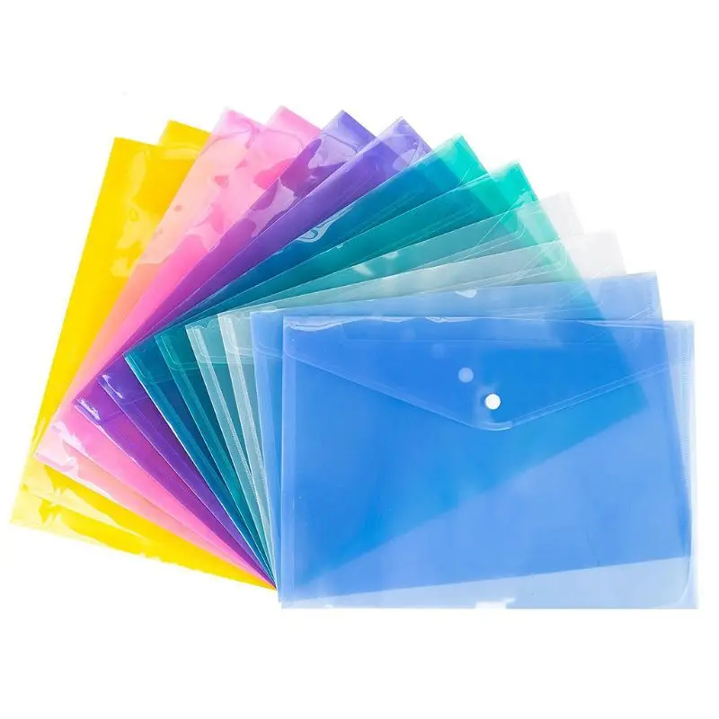 

Transparent PP Water Resistant File Holder Filing Envelope with Snap Button