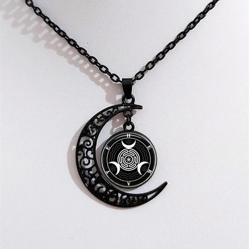 Waliicorners Choker Necklace Ancient Greek Triple Moon Goddess Snake Glass Jewelry Gothic Black Crescent Pendant 5 Hd36a3bfc53424f3186e79855cde8febf3