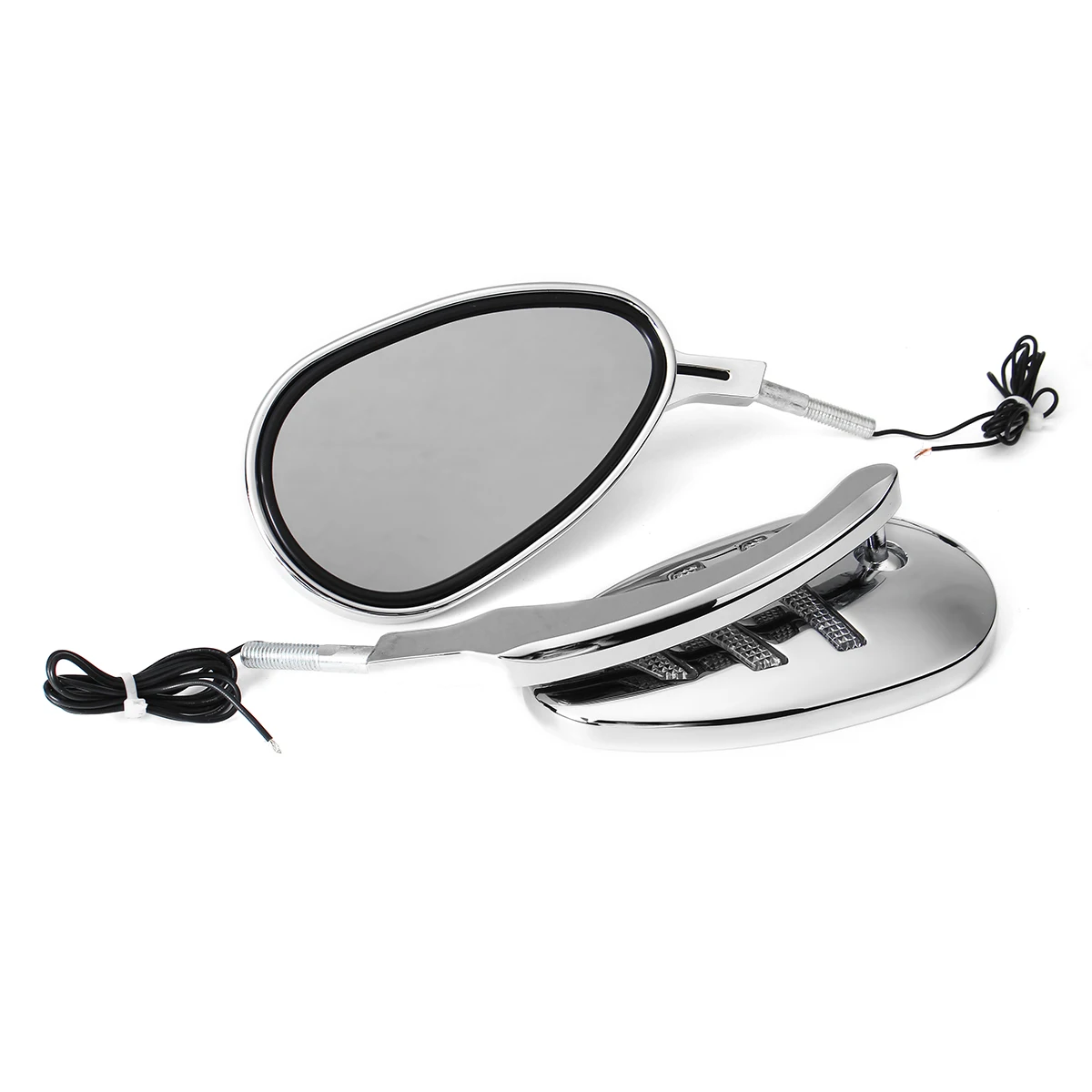  2pcs Motorcycle Rearview Side Mirror with Led Turn Signal Light Universal Metal Rear view Mirrors B - 4000156062820