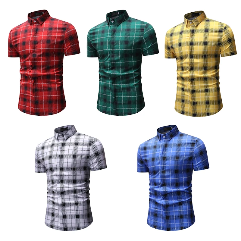 Kemeja Pria Lengan Pendek Plaid Kemeja Pria Lengan Pendek Kemeja Pria Lengan Pendek Kemeja Pendek Lengan Kemeja Pria Kemeja Kasual Aliexpress