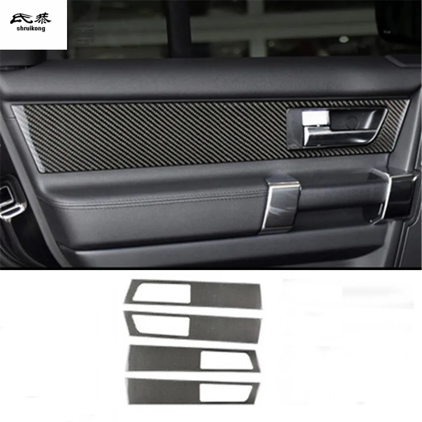 4pcs/lot Epoxy glue real carbon fiber Interior door shake handshandle decoration cover for 2010- Land Rover Discovery 4
